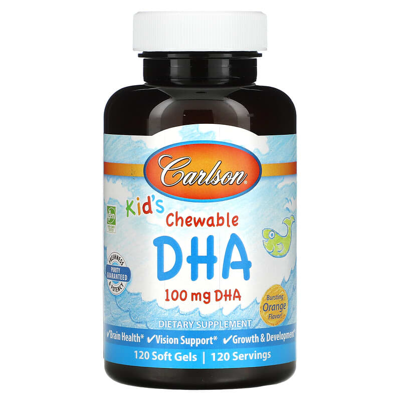 Carlson Kid's Chewable DHA Bursting Orange 100 mg 120 Soft Gels 1 Carlson Kid's Chewable DHA Bursting Orange 100 mg 120 Soft Gels 088395015717