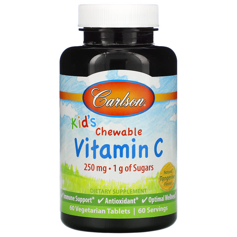 Carlson Kid's Chewable Vitamin C Natural Tangerine 250 mg 60 Vegetarian Tablets 1 Carlson Kid's Chewable Vitamin C Natural Tangerine 250 mg 60 Vegetarian Tablets 088395031007