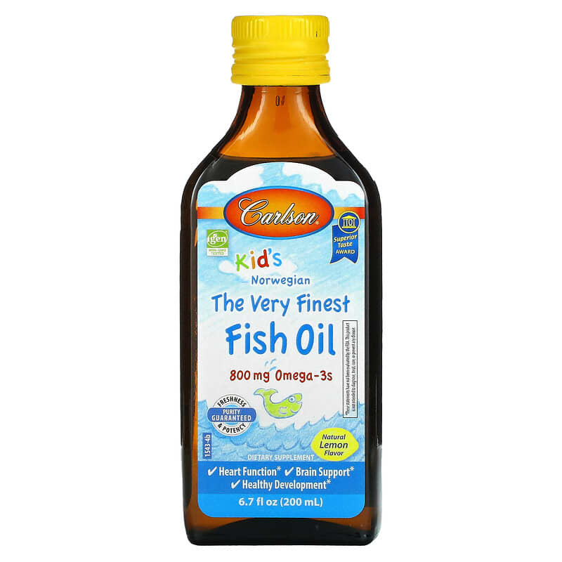 Carlson Kid's Norwegian The Very Finest Fish Oil Natural Lemon 800 mg 6.7 fl oz (200 ml) 1 Carlson Kid's Norwegian The Very Finest Fish Oil Natural Lemon 800 mg 6.7 fl oz (200 ml) 088395015434
