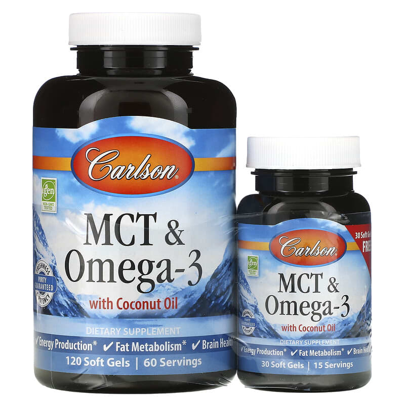 Carlson MCT & Omega-3 120 + 30 Free Soft Gels 1 Carlson MCT & Omega-3 120 + 30 Free Soft Gels 088395176401