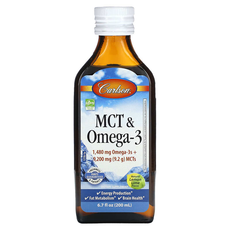 Carlson MCT & Omega-3 Natural Lemon Lime 6.7 fl oz (200 ml) 1 Carlson MCT & Omega-3 Natural Lemon Lime 6.7 fl oz (200 ml) 088395177002