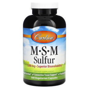 Carlson MSM Sulfur 1.000 mg 300 Vegetarian Capsules 088395872303