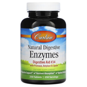 Carlson Natural Digestive Enzymes 250 Tablets 088395066429
