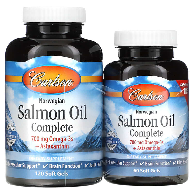 Carlson Labs Norwegian Salmon Oil Complete 120 + 60 Free Soft Gels 1 Carlson Norwegian Salmon Oil Complete 120 + 60 Soft Gels 088395183409
