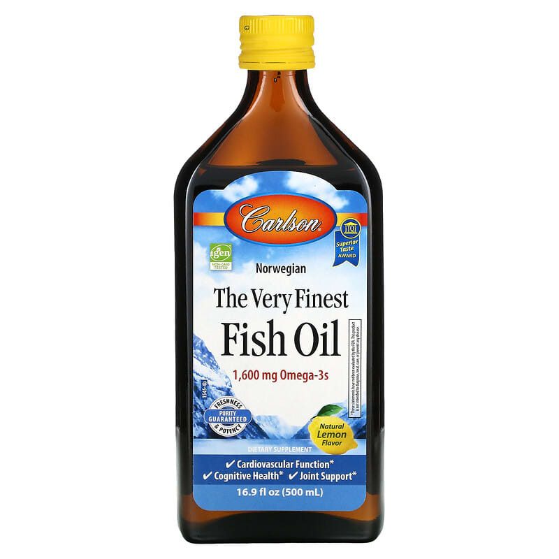 Carlson Labs Norwegian The Very Finest Fish Oil Natural Lemon Flavor 1,600 mg 16.9 oz (500 ml) 1 Carlson Norwegian The Very Finest Fish Oil Natural Lemon 1.600 mg 16.9 fl oz (500 ml) 088395015458
