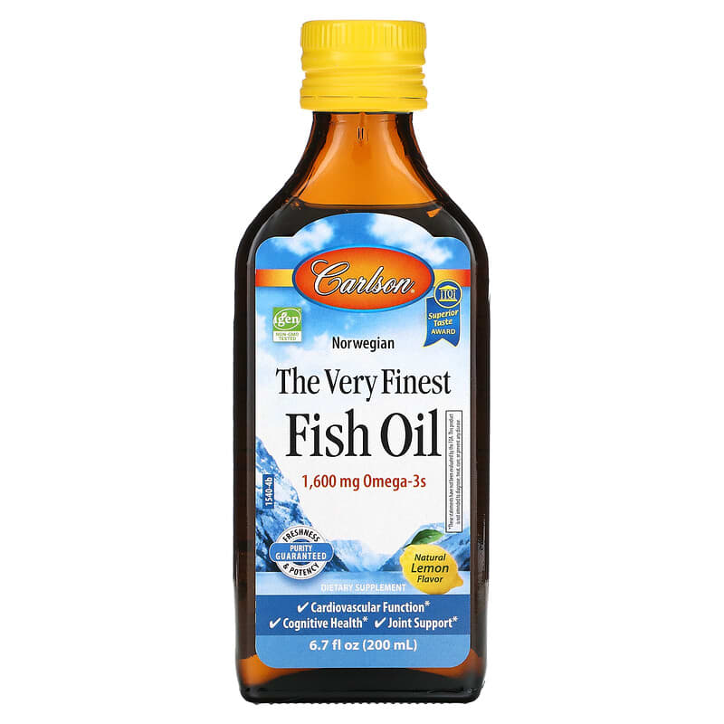Carlson Labs Norwegian The Very Finest Fish Oil Natural Lemon Flavor 1,600 mg 6.7 oz (200 ml) 1 Carlson Norwegian The Very Finest Fish Oil Natural Lemon 1.600 mg 6.7 fl oz (200 ml) 088395015403
