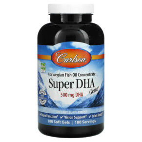 Carlson Super-DHA Gems 500 mg 180 Soft Gels 088395015526