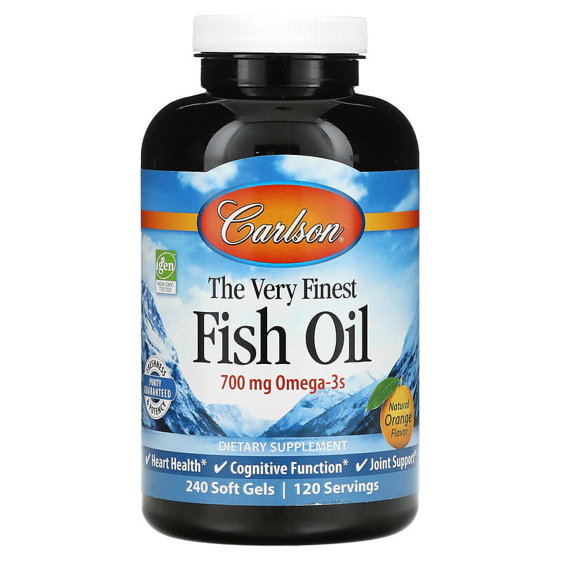 Carlson Labs The Very Finest Fish Oil Natural Orange Flavor 350 mg 240 Soft Gels 1 Carlson The Very Finest Fish Oil Natural Orange 350 mg 240 Soft Gels 088395016424