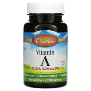 Carlson Vitamin A 3.000 mcg RAE (10.000 IU) 250 Soft Gels 088395011122
