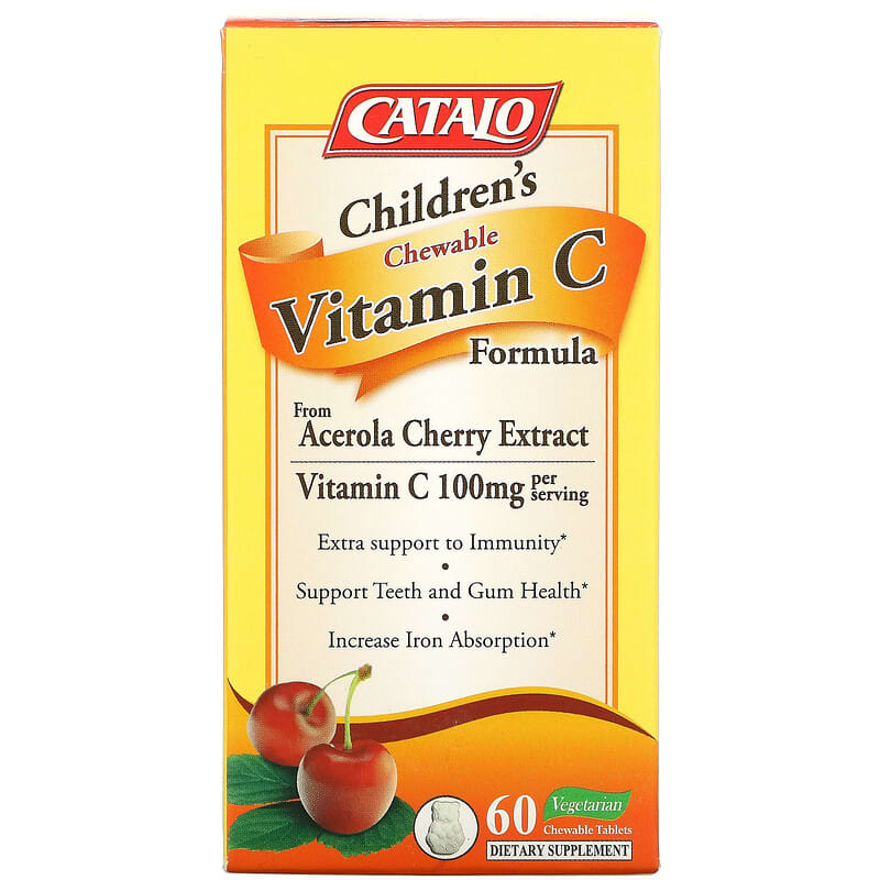Catalo Naturals Children's Chewable Vitamin C Formula 50 mg 60 Vegetarian Chewable Tablets 1 Catalo Naturals Children's Chewable Vitamin C Formula 50 mg 60 Vegetarian Chewable Tablets 810399026617