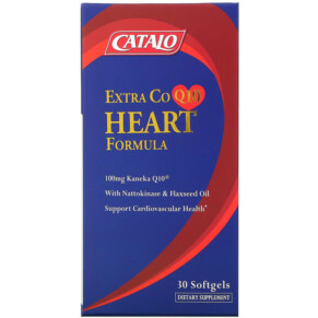 Catalo Naturals Extra CoQ10 Heart Formula with Nattokinase & Flaxseed Oil 30 Softgels 810399026082