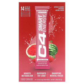 Cellucor C4 Smart Energy Drink Mix Strawberry Watermelon 14 Sticks 0.13 oz (3.8 g) Each 842595126976