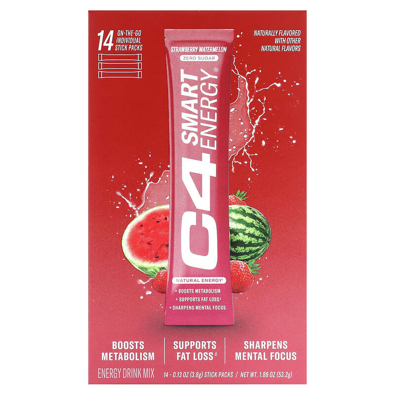 Cellucor C4 Smart Energy Drink Mix Strawberry Watermelon 14 Sticks 0.13 oz (3.8 g) Each 1 Cellucor C4 Smart Energy Drink Mix Strawberry Watermelon 14 Sticks 0.13 oz (3.8 g) Each 842595126976