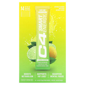 Cellucor C4 Smart Energy Drink Mix Yuzu Lime 14 Sticks 0.14 oz (3.9 g) Each 842595126983