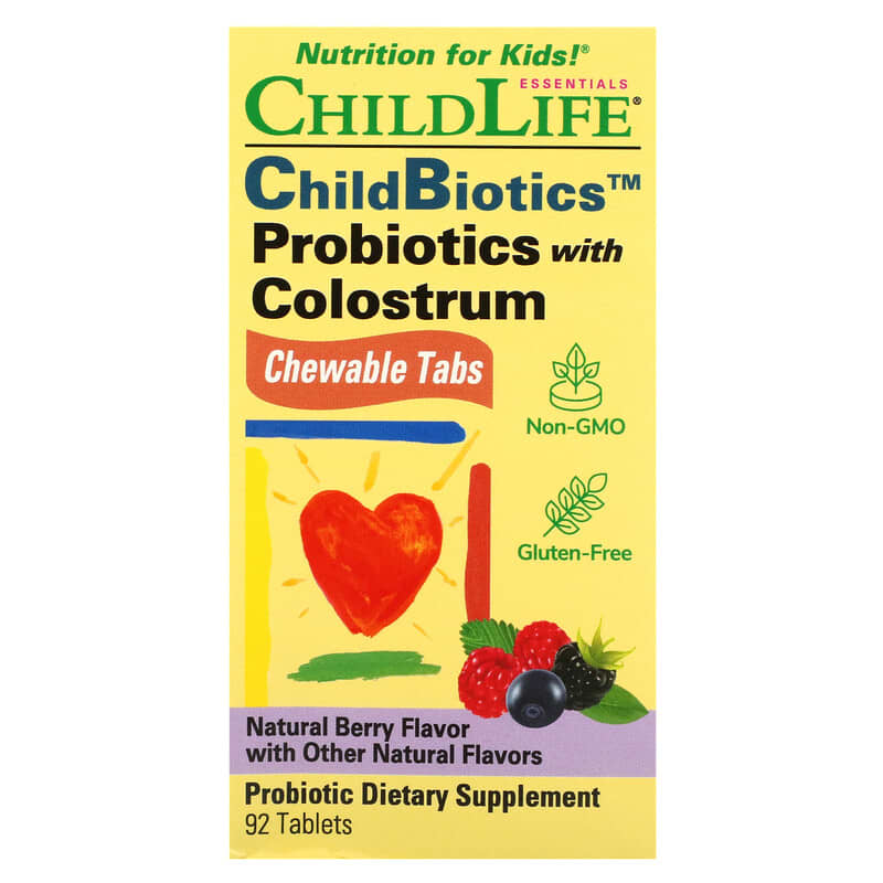 ChildLife Essentials ChildBiotics Probiotics with Colostrum Natural Berry 92 Tablets 1 ChildLife Essentials ChildBiotics Probiotics with Colostrum Natural Berry 92 Tablets 608274111004
