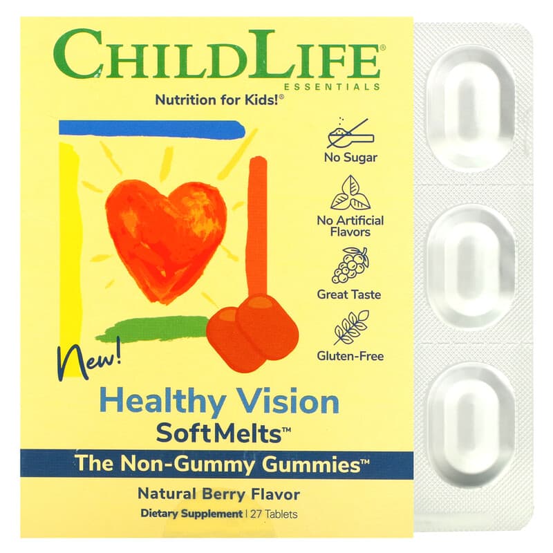 ChildLife Essentials Healthy Vision SoftMelts Natural Berry 27 Tablets 1 ChildLife Essentials Healthy Vision SoftMelts Natural Berry 27 Tablets 608274100503