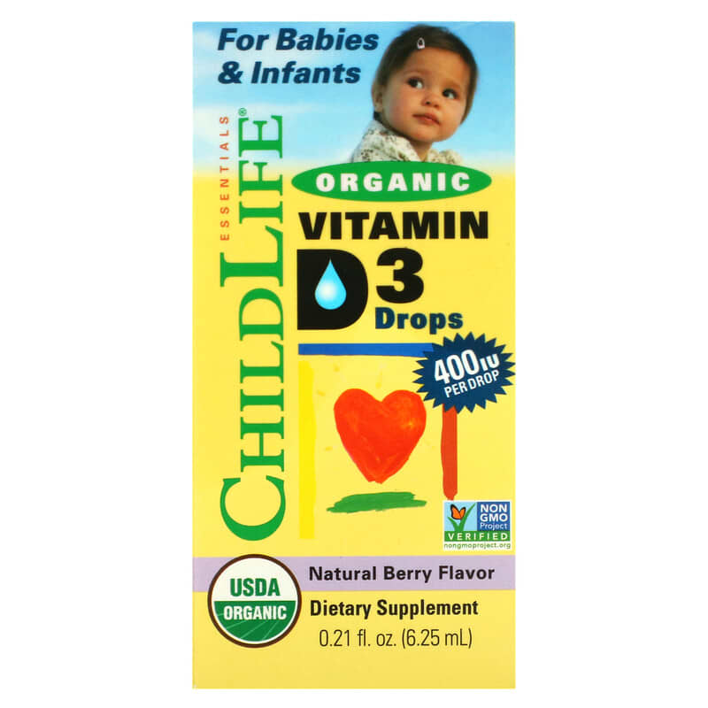 ChildLife Essentials Organic Vitamin D3 Drops Natural Berry 400 IU 0.21 fl oz (6.25 ml) 1 ChildLife Essentials Organic Vitamin D3 Drops Natural Berry 400 IU 0.21 fl oz (6.25 ml) 608274130005