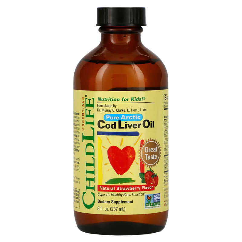 ChildLife Essentials Pure Arctic Cod Liver Oil Natural Strawberry 8 fl oz (237 ml) 1 ChildLife Essentials Pure Arctic Cod Liver Oil Natural Strawberry 8 fl oz (237 ml) 608274105003