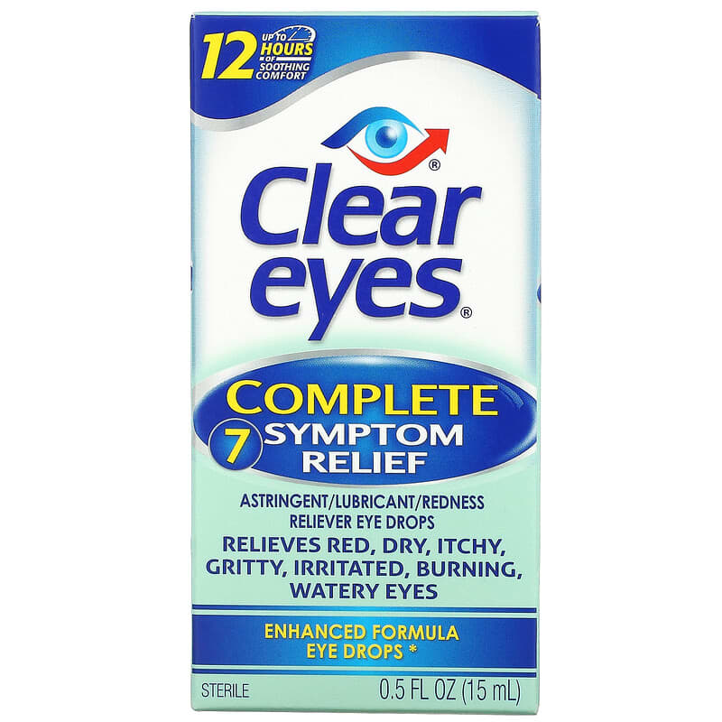 Clear Eyes Complete 7 Symptom Relief Astringent/Lubricant/Redness Reliever Eye Drops 0.5 fl oz (15 ml) 1 Clear Eyes Complete 7 Symptom Relief Astringent/Lubricant/Redness Reliever Eye Drops 0.5 fl oz (15 ml) 678112659791