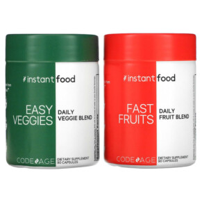 Codeage Easy Veggies Daily Veggie Blend / Fast Fruits Daily Fruit Blend 2 Bottles 90 Capsules Each 850026121810