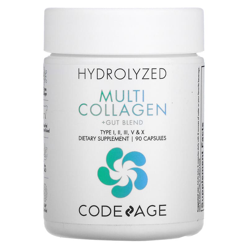 Codeage Hydrolyzed Multi Collagen + Gut Blend Type I II III V X 90 Capsules 1 Codeage Hydrolyzed Multi Collagen + Gut Blend Type I II III V X 90 Capsules 850026121162