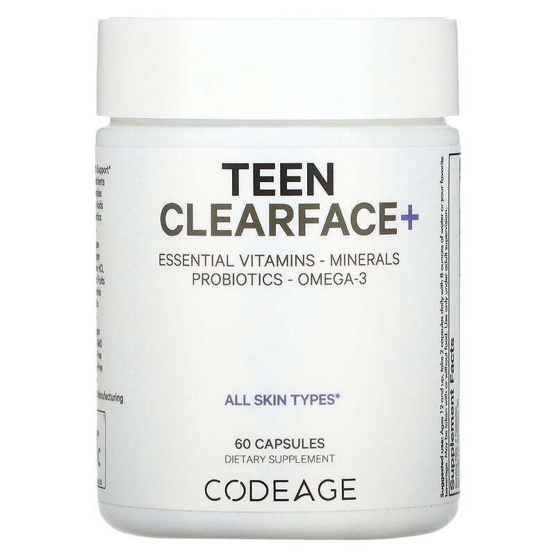 Codeage Teen Clearface Vitamins All Skin Types 60 Capsules 1 Codeage Teen Clearface Vitamins All Skin Types 60 Capsules 853919008779