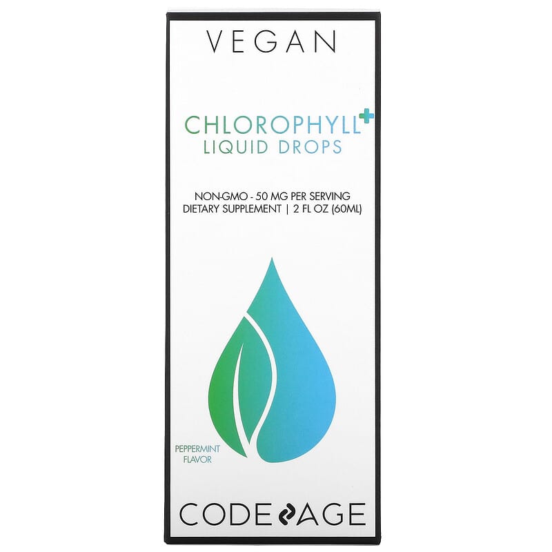Codeage Vegan Chlorophyll+ Liquid Drops Non-GMO Peppermint 50 mg 2 fl oz (60 ml) 1 Codeage Vegan Chlorophyll+ Liquid Drops Non-GMO Peppermint 50 mg 2 fl oz (60 ml) 850026121278