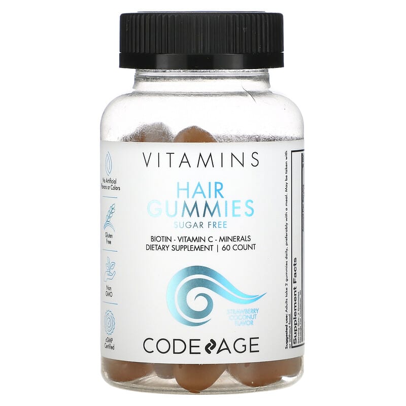 Codeage Vitamins Hair Gummies Sugar Free Biotin Vitamin C Minerals Strawberry Coconut 60 Count 1 Codeage Vitamins Hair Gummies Sugar Free Biotin Vitamin C Minerals Strawberry Coconut 60 Count 850026121117