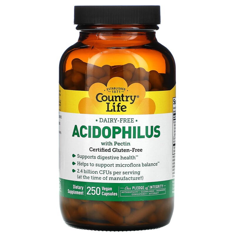 Country Life Acidophilus with Pectin 250 Vegan Capsules 1 Country Life Acidophilus with Pectin 250 Vegan Capsules 015794030522