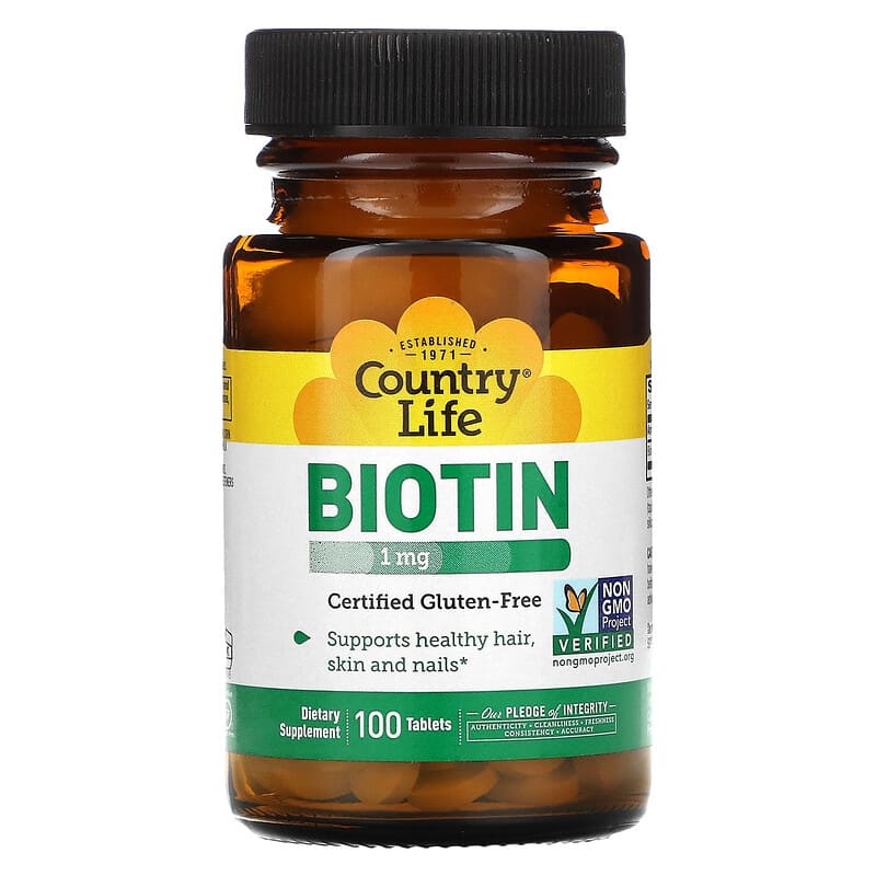 Country Life Biotin 1 mg 100 viên 1 Country Life Biotin 1 mg 100 Tablets 015794065036