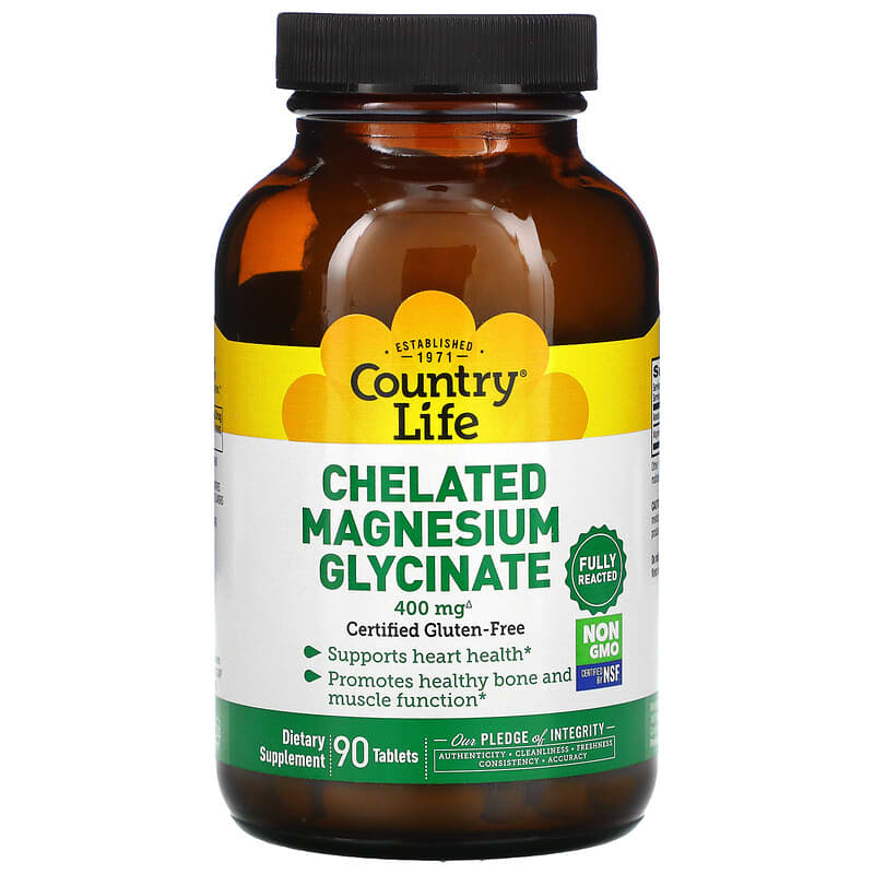 Country Life Chelated Magnesium Glycinate 400 mg 90 viên 1 Country Life Chelated Magnesium Glycinate 133 mg 90 Tablets 015794026808