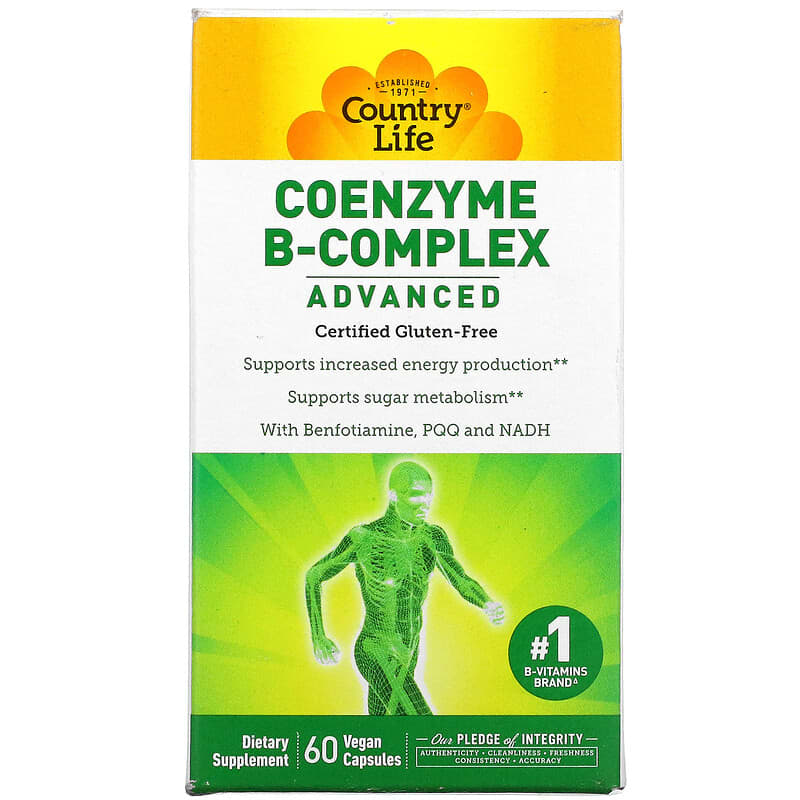 Country Life Coenzyme B-Complex Advanced 60 viên 1 Country Life Coenzyme B-Complex Advanced 60 Vegan Capsules 015794064022