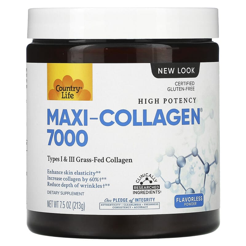 Country Life High Potency Maxi-Collagen 7000 Flavorless Powder 7.5 oz (213 g) 1 Country Life High Potency Maxi-Collagen 7000 Flavorless Powder 7.5 oz (213 g) 015794050704