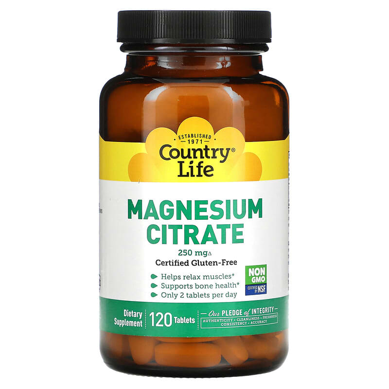 Country Life Magnesium Citrate 250 mg 120 viên 1 Country Life Magnesium Citrate 125 mg 120 Tablets 015794026877