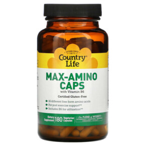Country Life Max-Amino Caps with Vitamin B-6 180 Vegetarian Capsules 015794014966