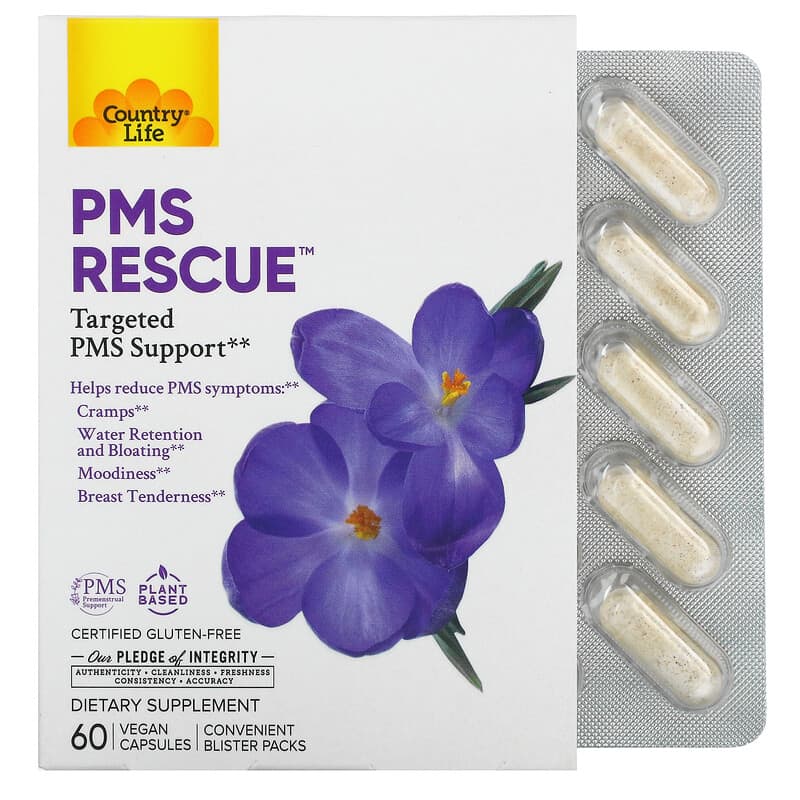 Country Life PMS Rescue Targeted PMS Support 60 Vegan Capsules 1 Country Life PMS Rescue Targeted PMS Support 60 Vegan Capsules 015794050995