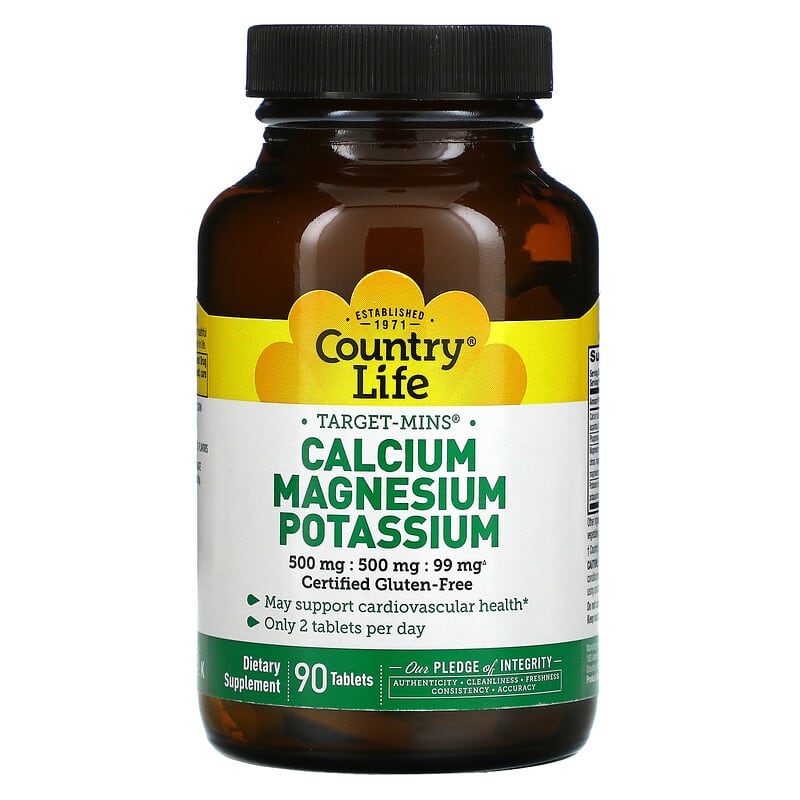 Country Life Target-Mins Calcium Magnesium Potassium 90 Tablet 1 Country Life Target-Mins Calcium Magnesium Potassium 90 Tablet 015794024859
