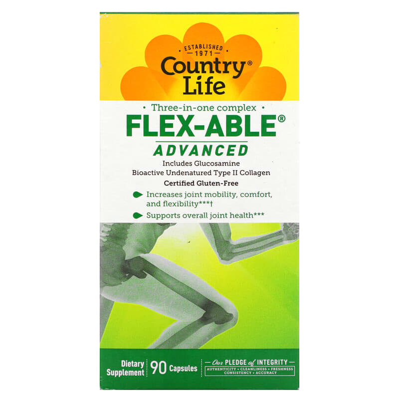 Country Life Three-In-One Complex Flex-Able Advanced 90 Capsules 1 Country Life Three-In-One Complex Flex-Able Advanced 90 Capsules 015794050407