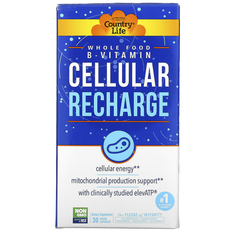 Country Life Whole Food B-Vitamin Cellular Recharge 30 viên 1 Country Life Whole Food B-Vitamin Cellular Recharge 30 Vegan Capsules 015794064466