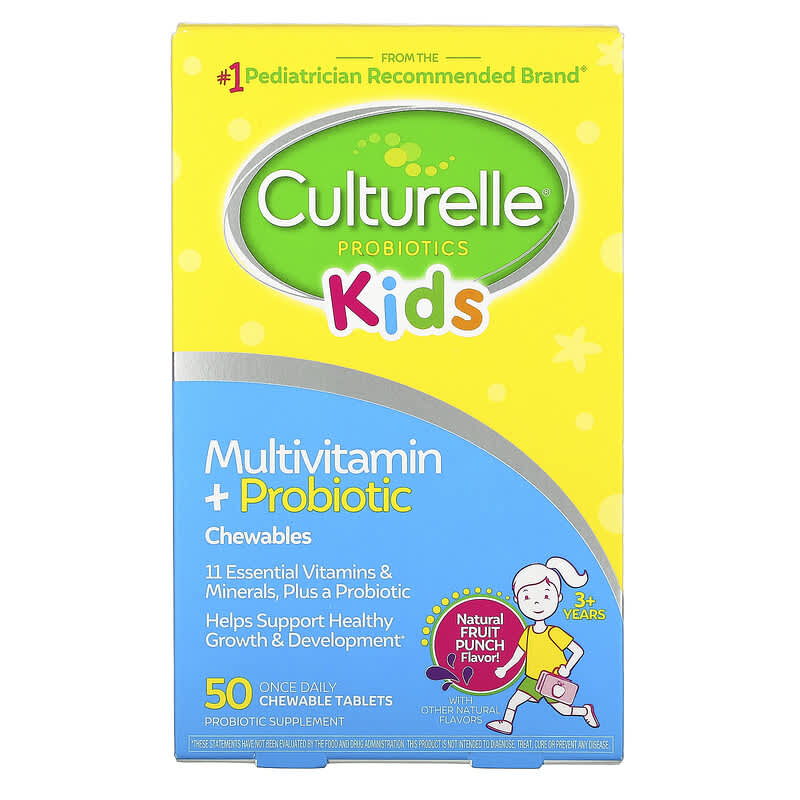Culturelle Kids Probiotics Multivitamin + Probiotic 3+ Years Natural Fruit Punch 50 Chewable Tablets 1 Culturelle Kids Probiotics Multivitamin + Probiotic 3+ Years Natural Fruit Punch 50 Chewable Tablets 049100400709