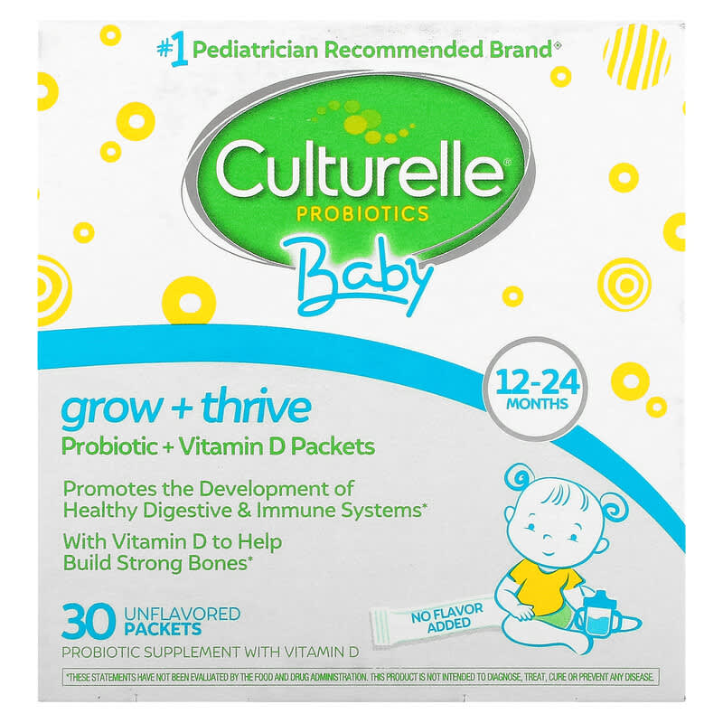 Culturelle Probiotics Baby Grow + Thrive Probiotics + Vitamin D Packets 12-24 Months Unflavored 30 Packets 1 Culturelle Probiotics Baby Grow + Thrive Probiotics + Vitamin D Packets 12-24 Months Unflavored 30 Packets 049100400549
