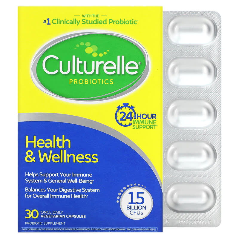 Culturelle Probiotics Health & Wellness 15 Billion CFUs 30 Once Daily Vegetarian Capsules 1 Culturelle Probiotics Health & Wellness 15 Billion CFUs 30 Once Daily Vegetarian Capsules 049100363745