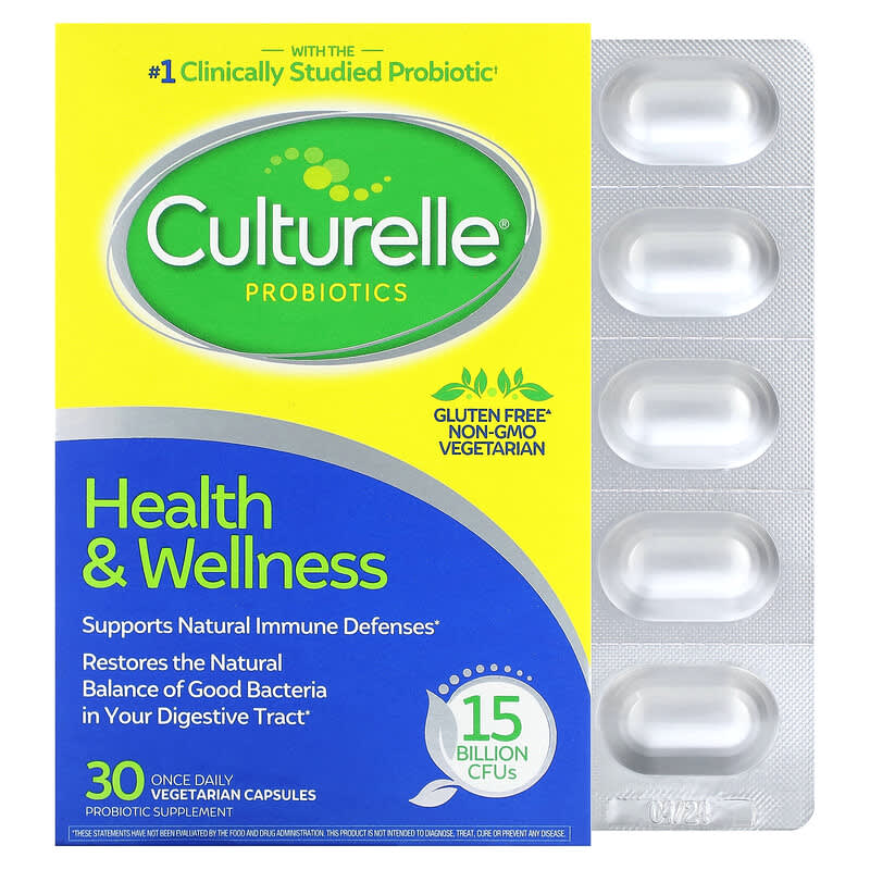 Culturelle Probiotics Health & Wellness 15 Billion CFUs 30 Once Daily Vegetarian Capsules 1 Culturelle Probiotics Health & Wellness 15 Billion CFUs 30 Once Daily Vegetarian Capsules 049100364049