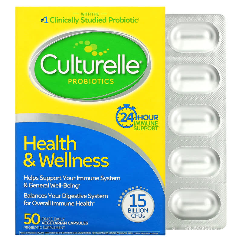 Culturelle Probiotics Health & Wellness 15 Billion CFUs 50 Once Daily Vegetarian Capsules 1 Culturelle Probiotics Health & Wellness 15 Billion CFUs 50 Once Daily Vegetarian Capsules 049100400433