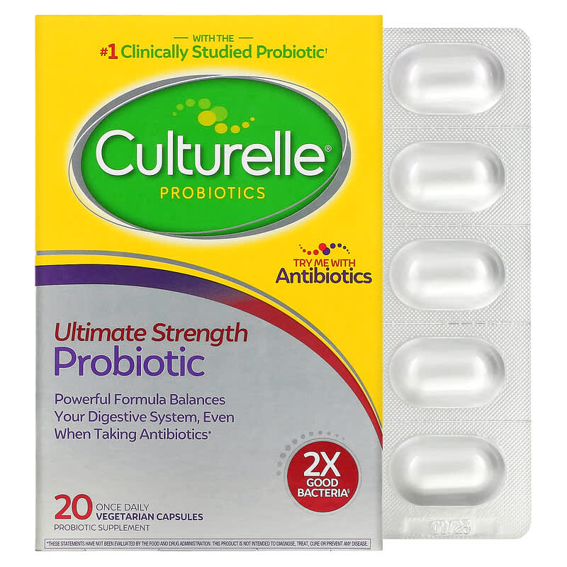 Culturelle Probiotics Ultimate Strength Probiotic 20 Once Daily Vegetarian Capsules 1 Culturelle Probiotics Ultimate Strength Probiotic 20 Once Daily Vegetarian Capsules 049100400358