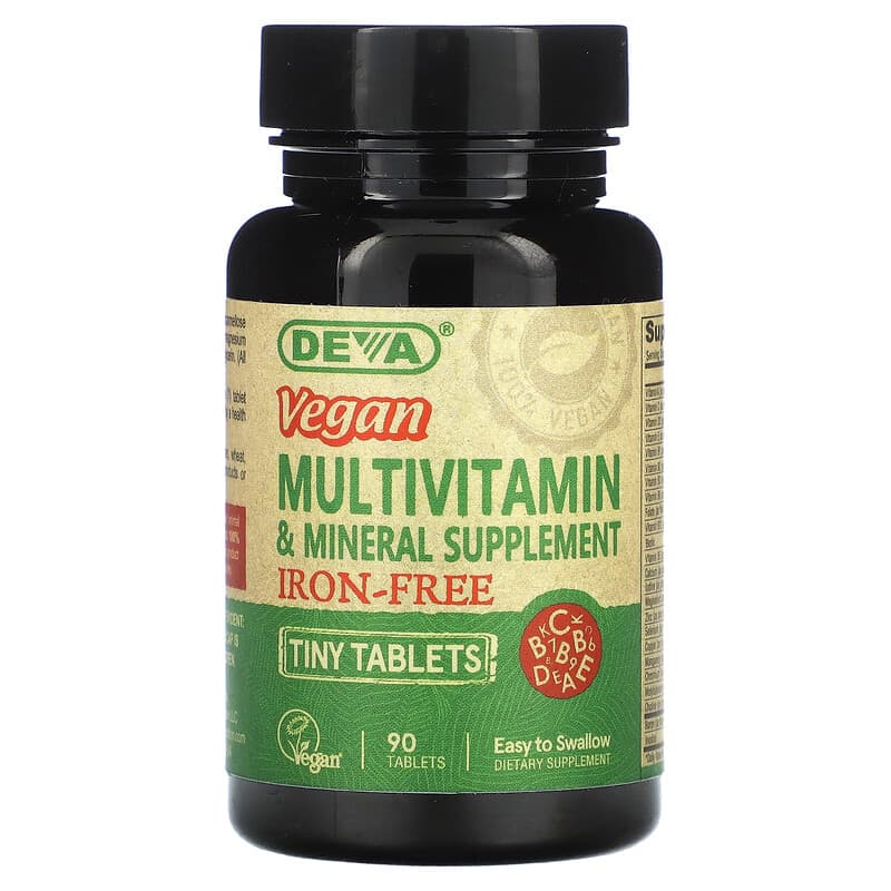 Deva Vegan Multivitamin & Mineral Supplement Iron-Free 90 Tiny Tablets 1 Deva Vegan Multivitamin & Mineral Supplement Iron-Free 90 Tiny Tablets 895634000423