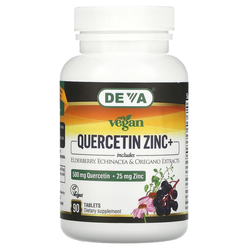 Deva Vegan Quercetin 500 mg Zinc+ 25 mg 90 Tablets 1 Deva Vegan Quercetin 500 mg Zinc+ 25 mg 90 Tablets 895634000669