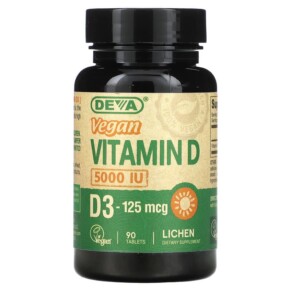 Deva Vegan Vitamin D3 125 mcg (5.000 IU) 90 Tablets 895634000614