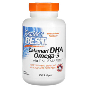 Doctor's Best Calamari DHA Omega-3 with Calamarine 180 Softgels 753950002609