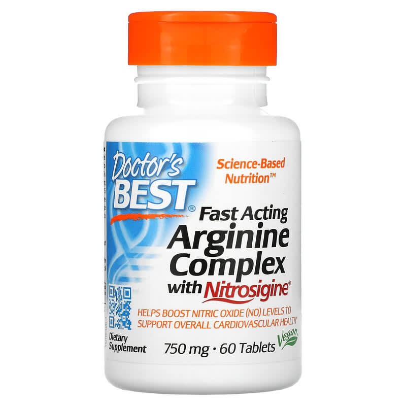 Doctor's Best Fast Acting Arginine Complex with Nitrosigine 750 mg 60 Tablets 1 Doctor's Best Fast Acting Arginine Complex with Nitrosigine 750 mg 60 Tablets 753950004061